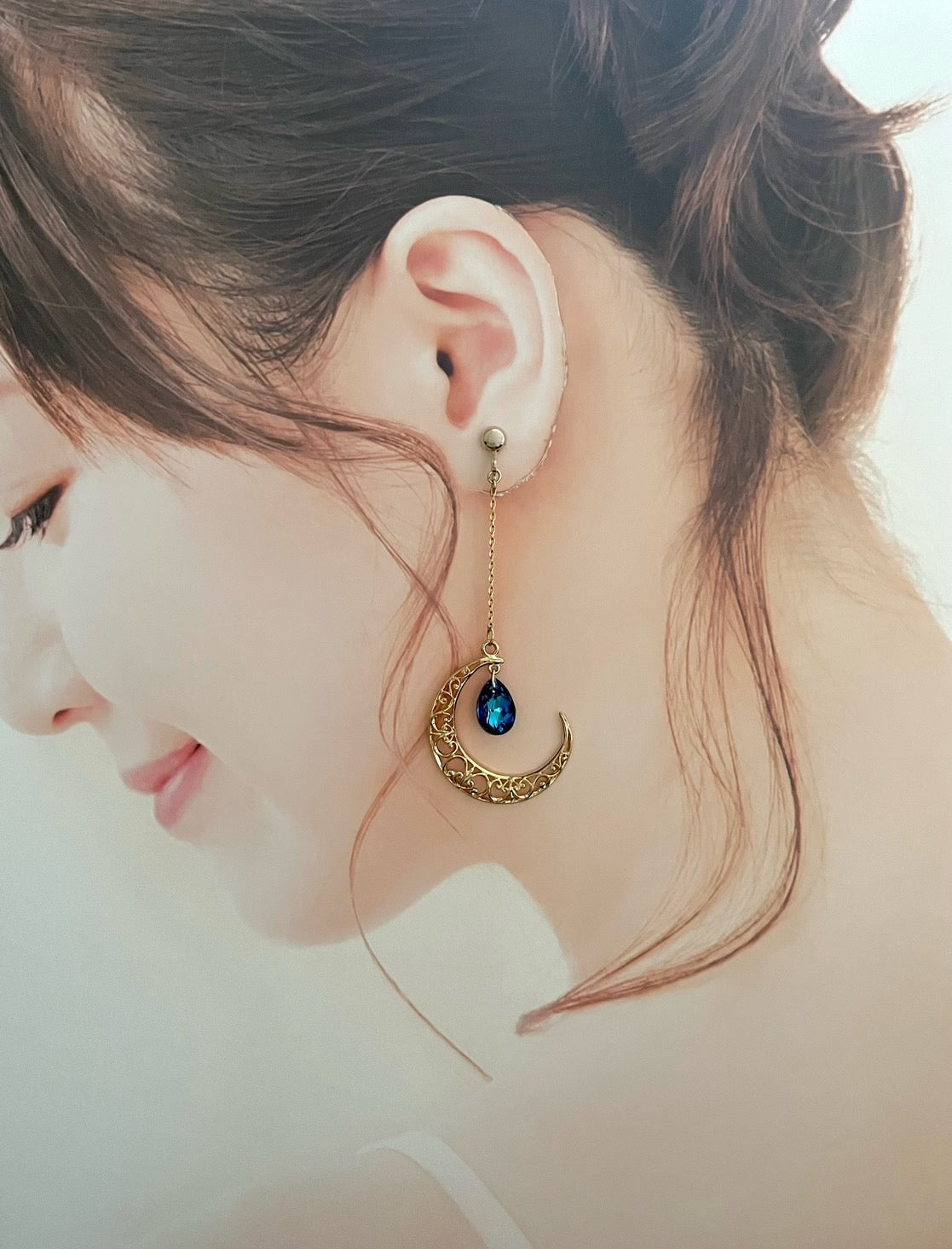 イヤリング・ピアス｜三日月の涙［ラピスラズリ］