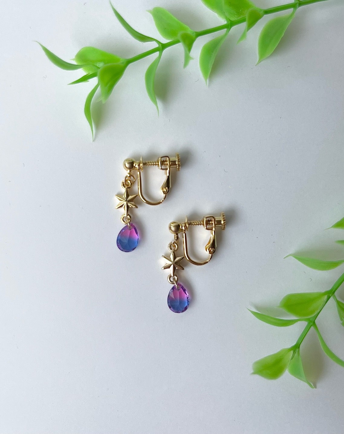 イヤリング・ピアス｜雫［ブルーパープル］