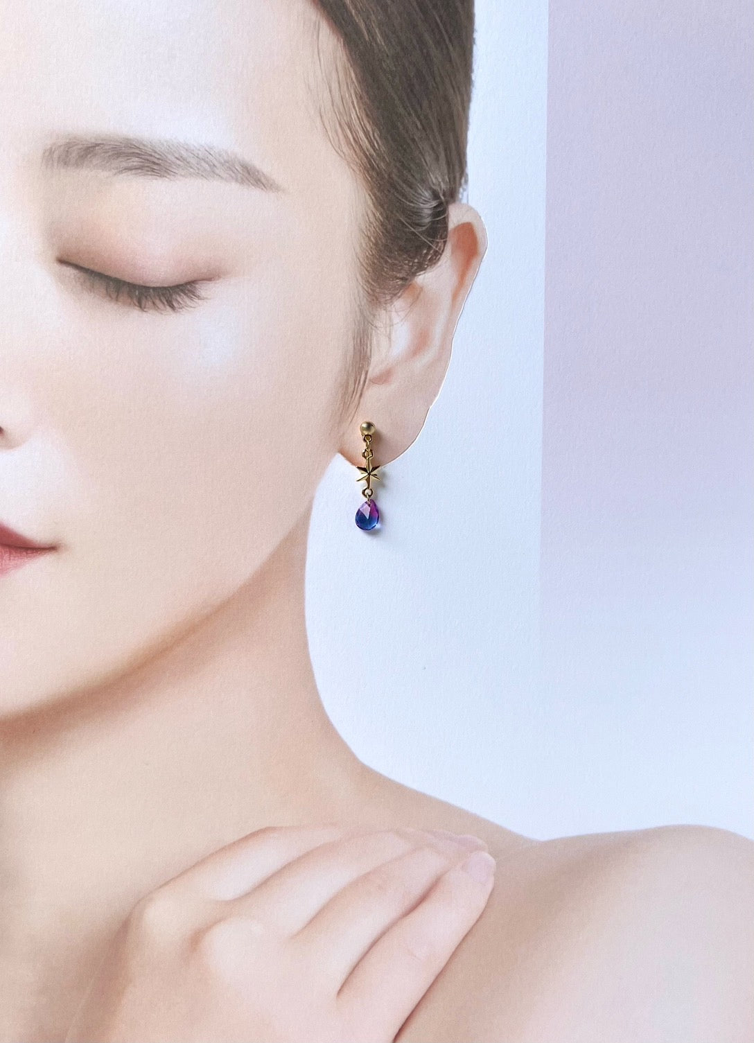イヤリング・ピアス｜雫［ブルーパープル］